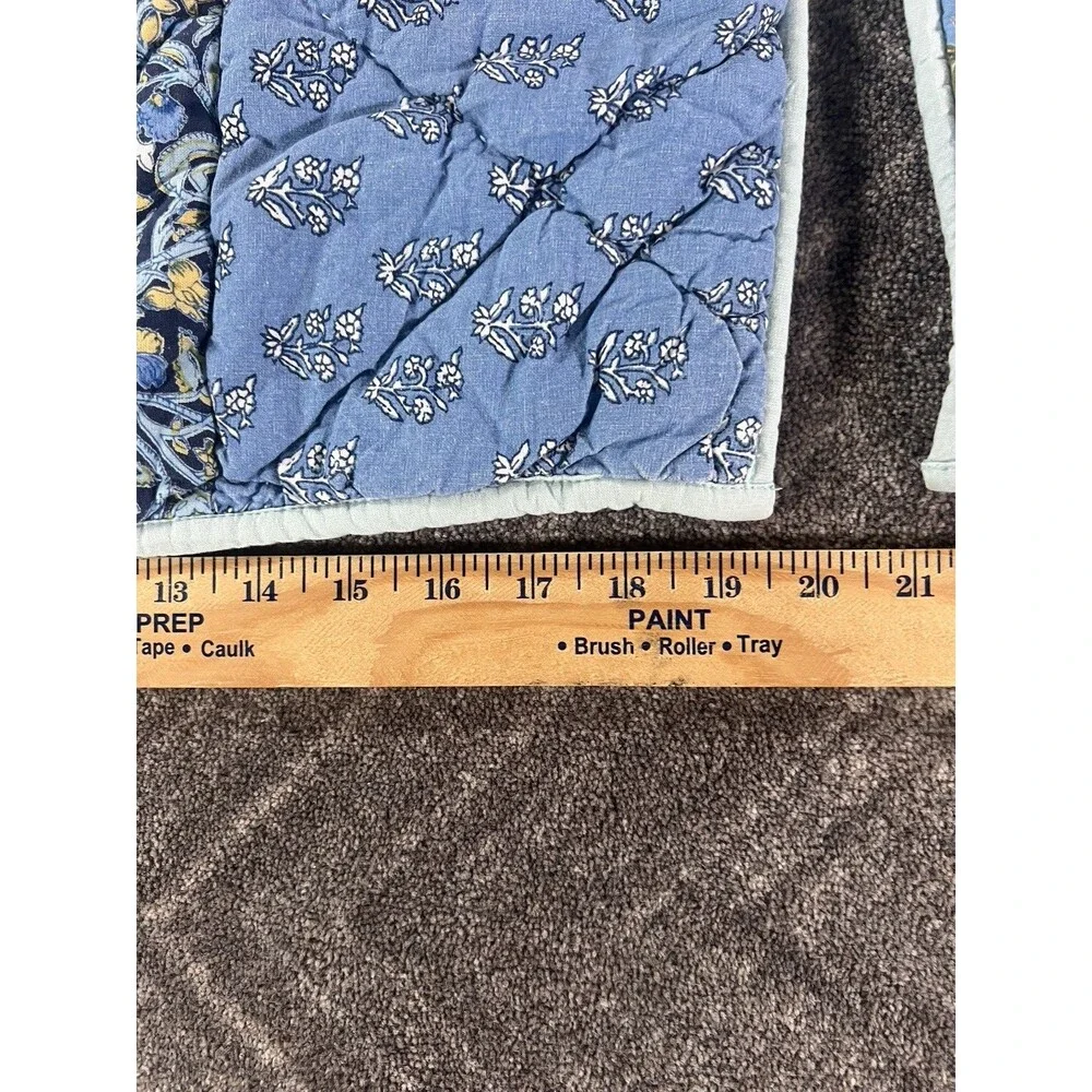 The Company Store Standard Pillow Shams (2) Quilted Floral Patchwork Tie Close